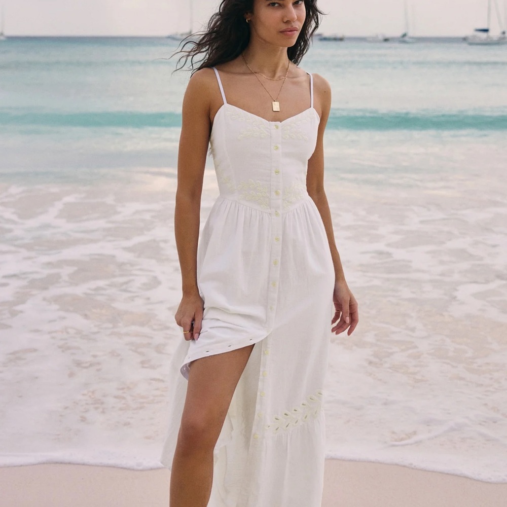 Z Supply CITADELLE EMBROIDERED LINEN MAXI DRESS